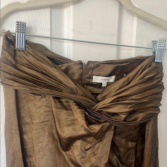 Vince Cottonwood Metallic Gold Front Twist Skirt Womens 2 - Picture 3 of 6